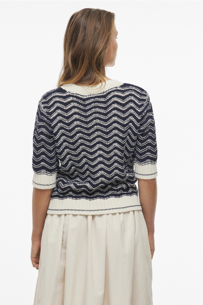 VIARIN 2/4 BUTTON KNIT CARDIGAN 14104632 BIRCH/NAVY BLAZE